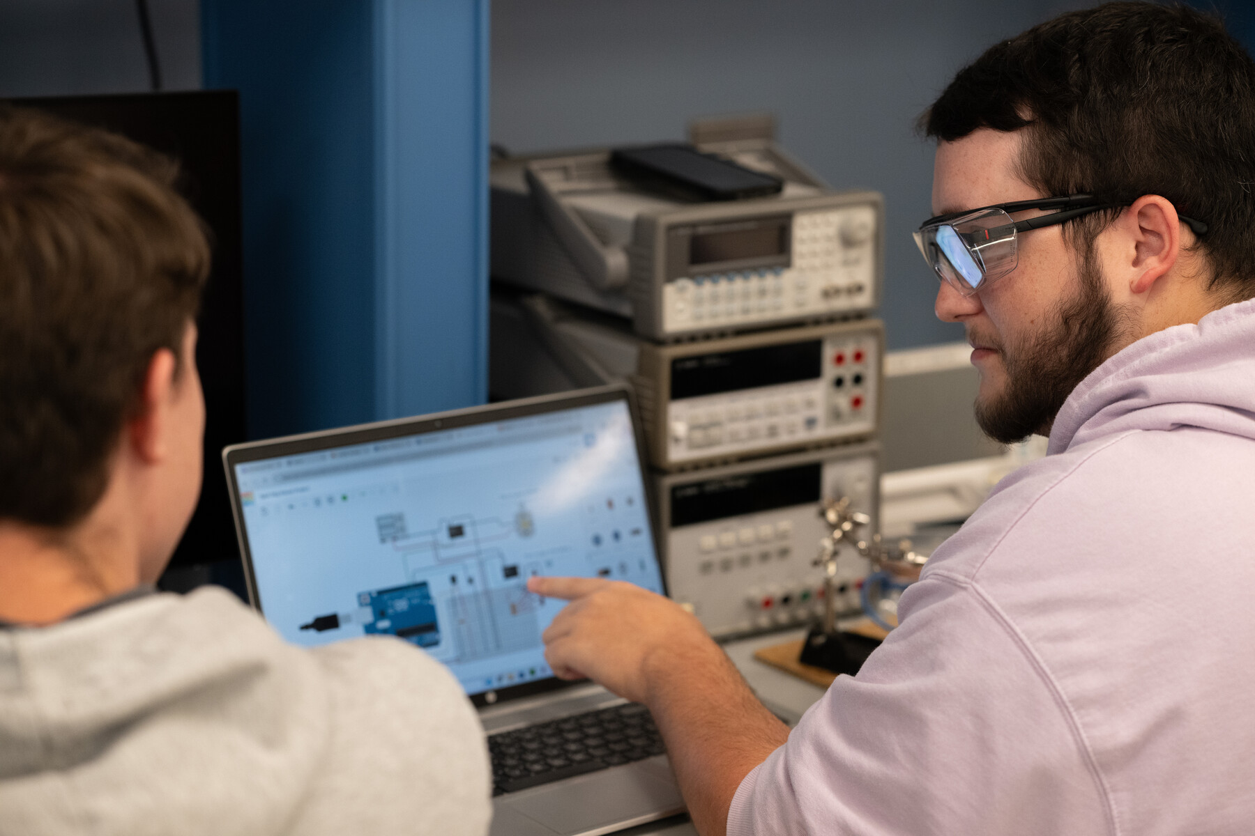 WCU engineering student works on project using a computer