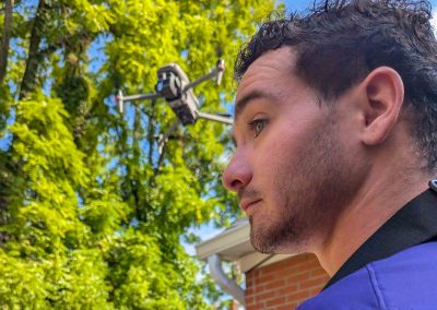 WCU construction management student uses a drone.