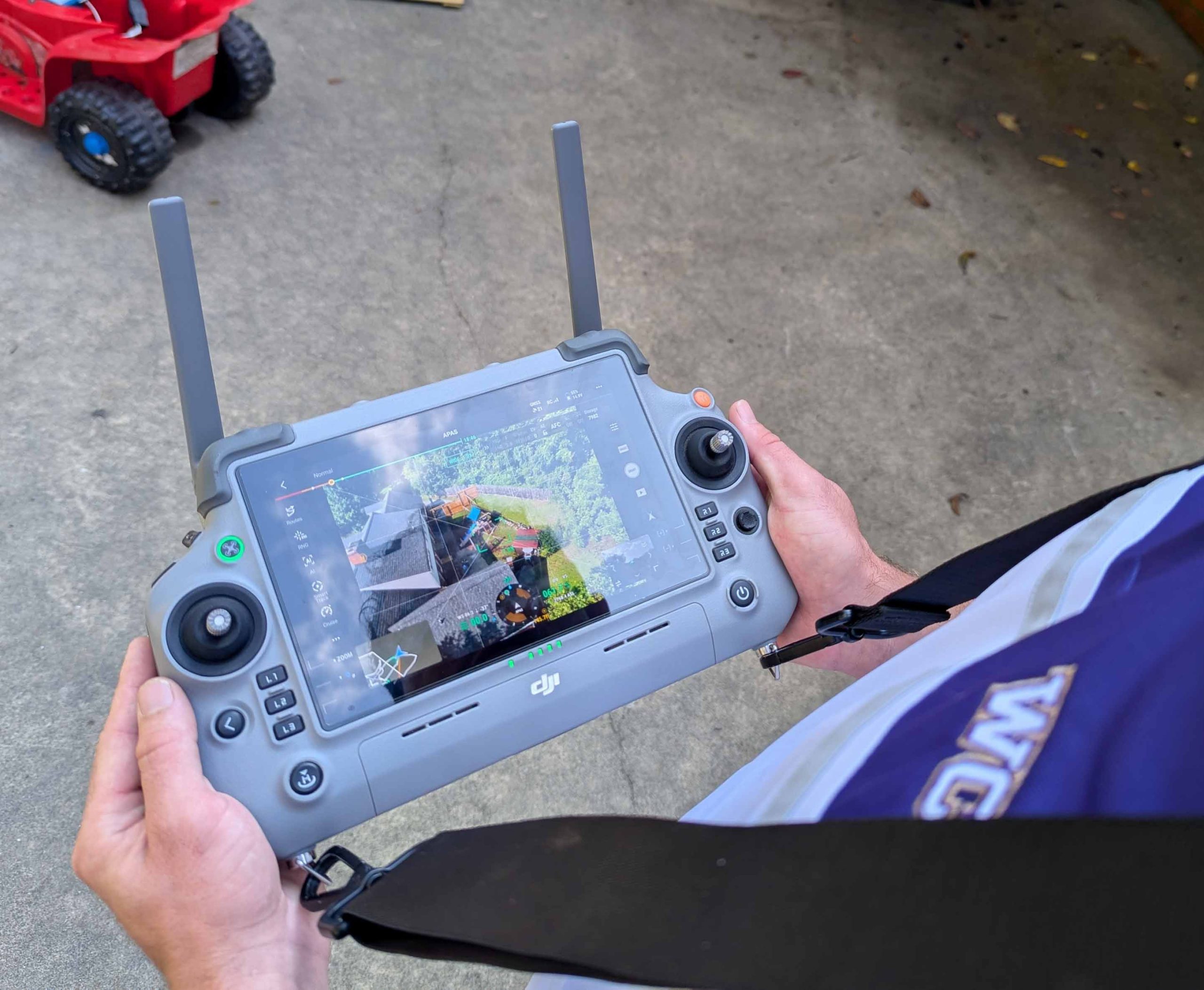WCU students use drone technology to scan a building.