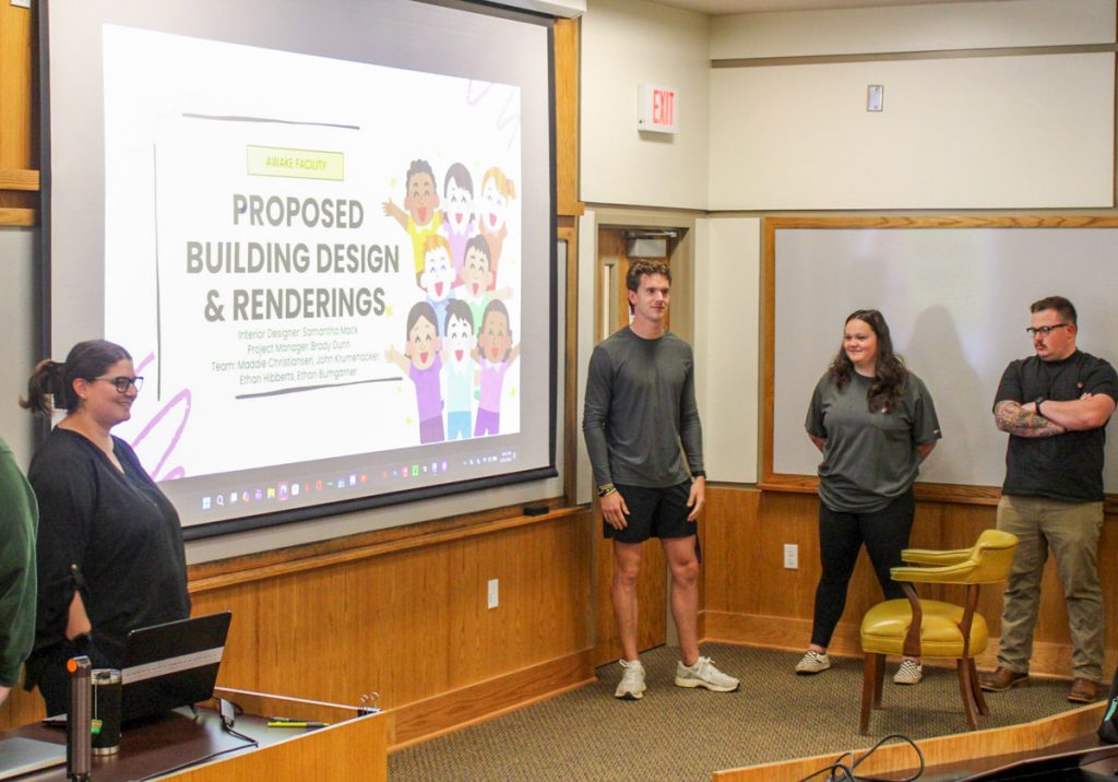 WCU construction management students present proposed building design and renderings to AWAKE Children's Advocacy Center