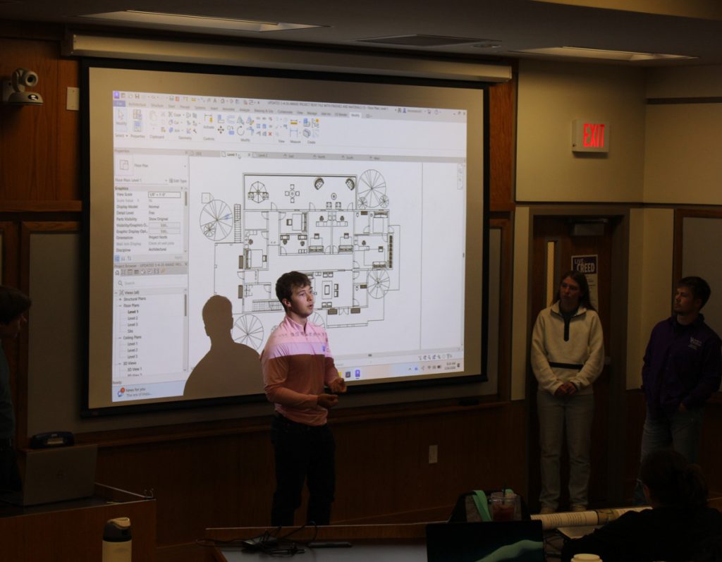 WCU construction management students present a proposed building design for a community engagmenet and service learning project