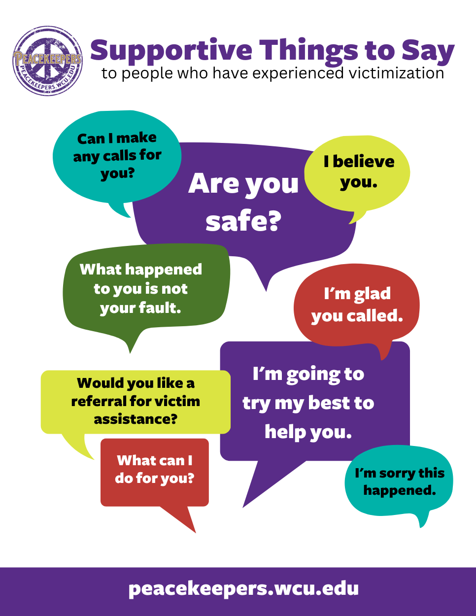 A thumbnail image of a flyer with "Supportive things to say to people who have experienced victimization" at the top