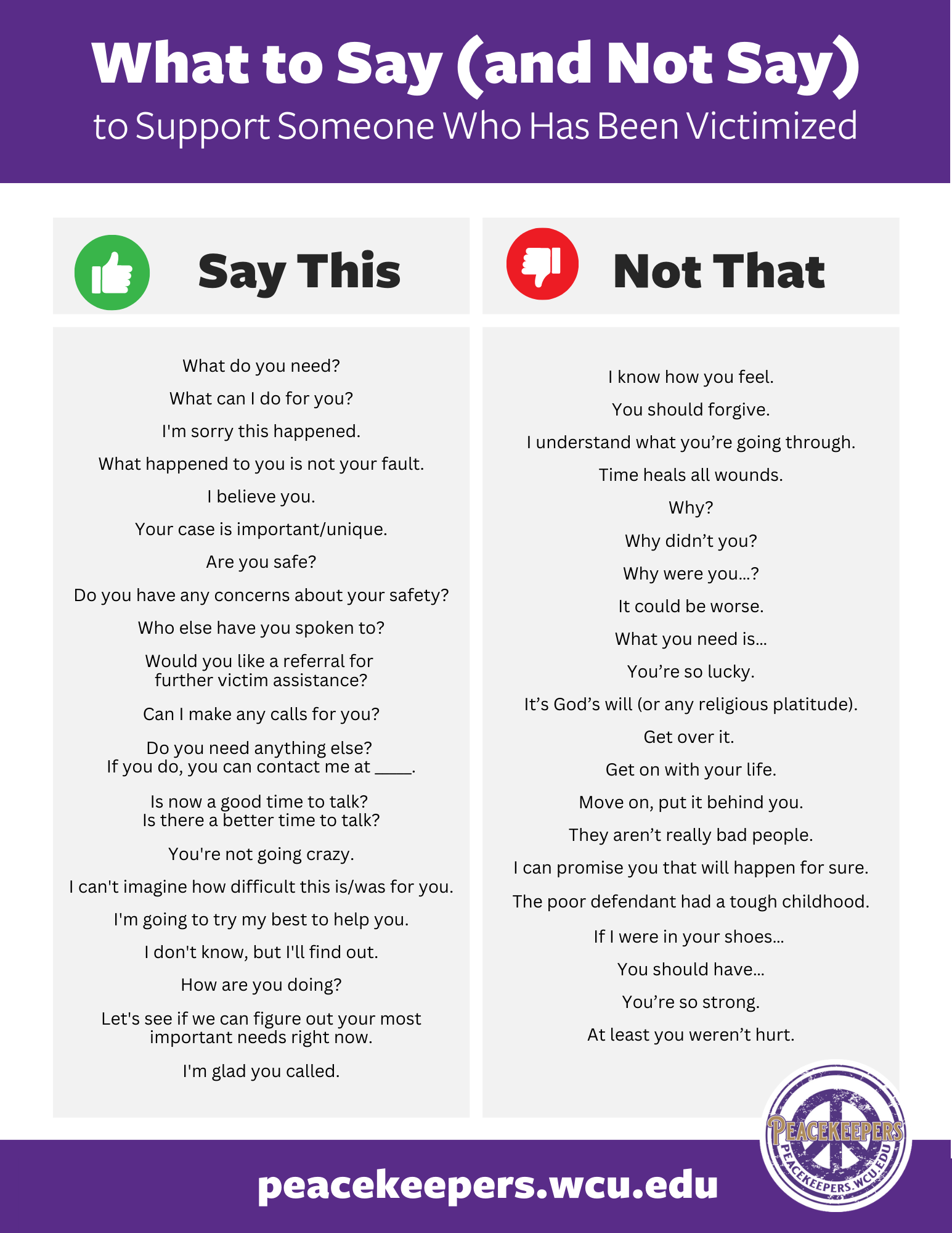 A thumbnail of a handout with "Say This, Not That" at the top.