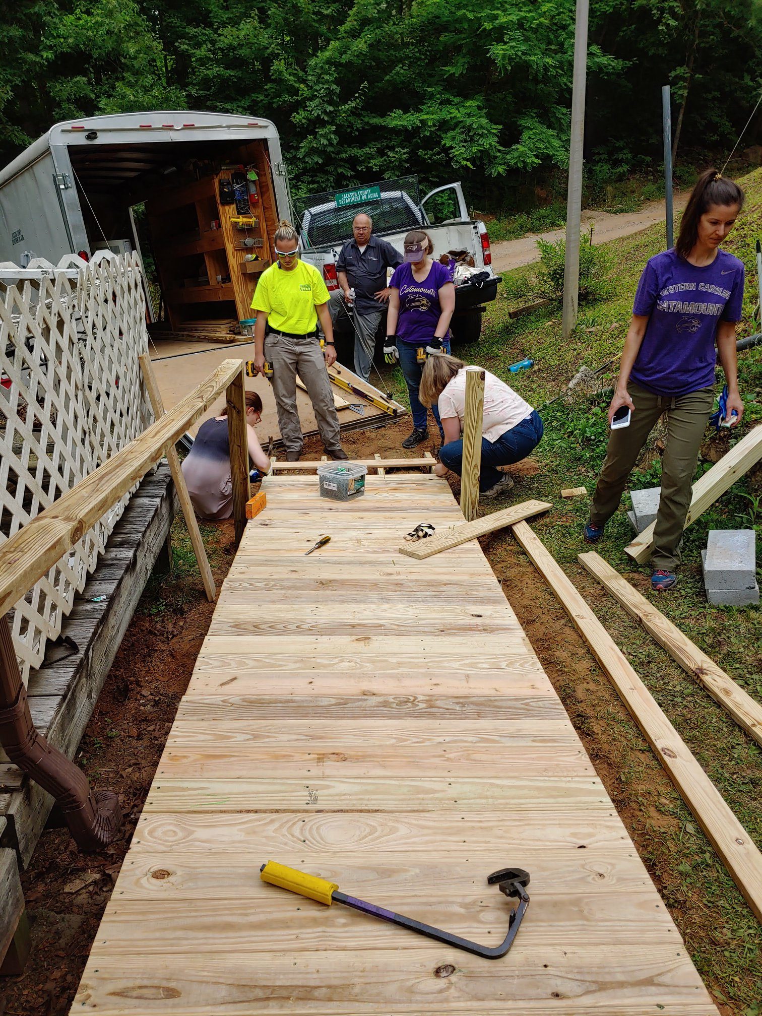 Staff Senate helped build a ramp for individuals in the community.